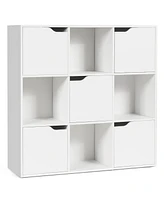 Skonyon Free Standing 9 Cube Storage Wood Divider Bookcase for Home and Office-White