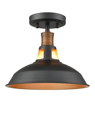 Moose Farmhouse Semi Flush Mount Ceiling Light Black and Gold