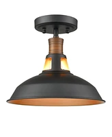 Moose Farmhouse Semi Flush Mount Ceiling Light Black and Gold