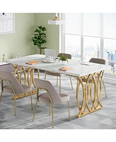 Tribesigns Modern Dining Table, 63" Large Kitchen Table for 4-6 People, Unique Rectangular Dinner Table Kitchen & Dining Room Furniture with Faux Marb