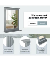 Sugift Wall-Mounted Multipurpose Vanity Mirror with Shelf-White