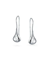 Bling Jewelry Carved Etched Puffed Pear Shaped Rain Drop Teardrop Earrings Fishhook Sterling Silver 1 Inch