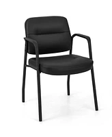 Costway Waiting Room Chair No Wheels Set of 4 with Integrated Armrests for Reception