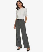 Clavin Klein Petite High-Rise Belted Wide-Leg Pants