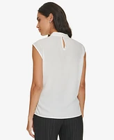 Calvin Klein Petite Gathered-Neck Sleeveless Top