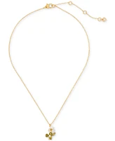 Kate Spade New York Gold-Tone Mixed Stone Flower Pendant Necklace, 16" + 3" extender