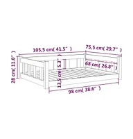 vidaXL Dog Bed 41.5"x29.7"x11" Solid Wood Pine