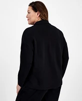 Style & Co Plus Johnny-Collar Long-Sleeve Top, Created for Macy's