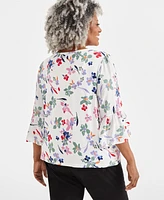 Style & Co Plus Scandi Scoop-Neck 3/4-Sleeve Top, Created for Macy's