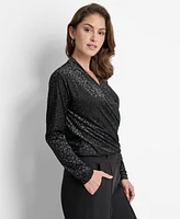 Dkny Women's Drape-Front Long-Sleeve Blouse