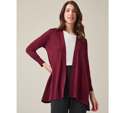 Kasper Petite Open-Front Long Sleeve Cardigan