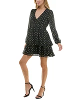 Trixxi Juniors' V-Neck Long-Sleeve Fit & Flare Dress