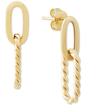 Polished & Twisted Paperclip Link Drop Earrings in 14k Gold