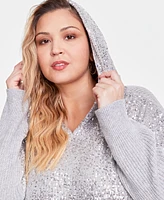 INC Plus Sequin Sweater Hoodie, Created for Macy's