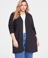 I.n.c. International Concepts Plus Studded Long Open-Front Cardigan, Created for Macy's