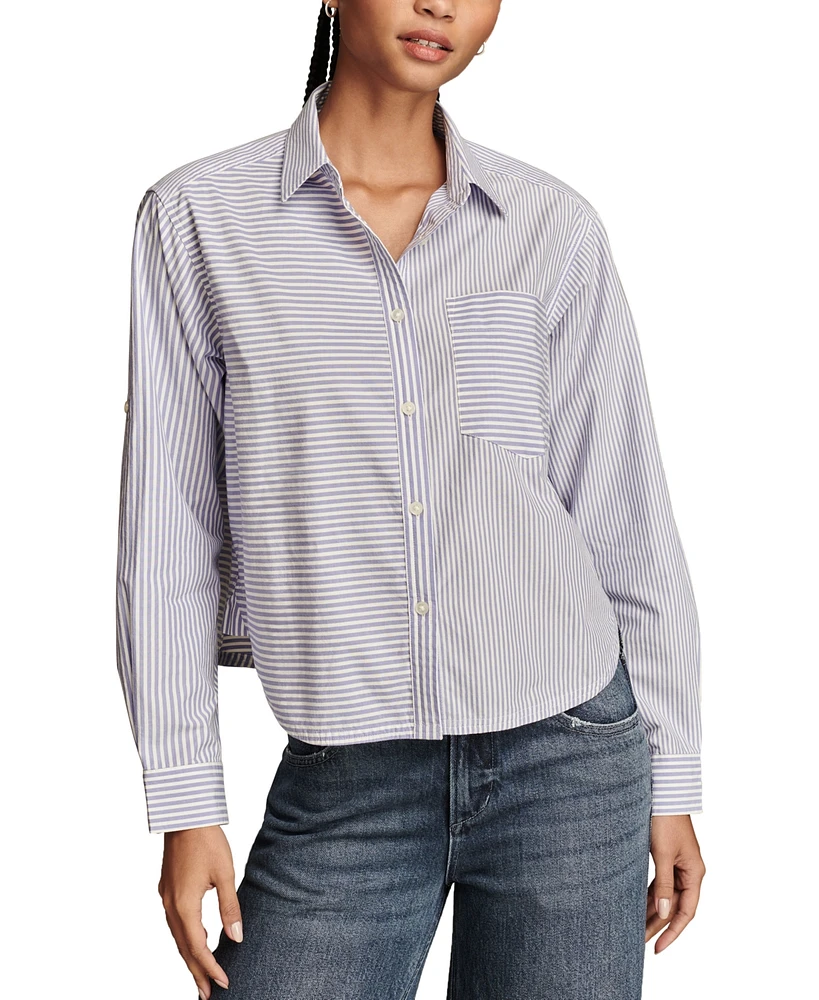 Lucky Brand Women's Striped Cropped Shirt