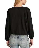 Lucky Brand Women's Cotton Embroidered Peasant Top