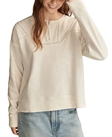 Lucky Brand Women's Pintucked-Yoke Henley Sweatshirt