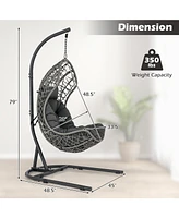 Sugift Egg Chair with Stand Pe Rattan Swing Hammock Chair with Pillow and Cushion