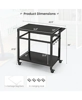 Sugift Double-Shelf Movable Bbq Cart with 4 Lockable Wheels