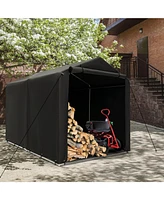 Sugift 7 x 5.2FT Storage Shelter Outdoor Bike Tent with Waterproof Cover and Zipper Door-Gray