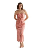 Crescent Women's Lina Front Twist Satin Midi Dress