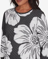 Alfred Dunner Petite Worth Avenue Floral Textured Sweater