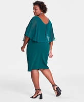 Connected Plus Chiffon Cape Sheath Dress