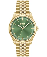 Hugo Boss Women's Graceful Quartz Basic Ionic Plated Thin Gold Steel Watch 36mm - Gold