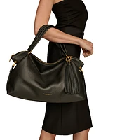 Donna Karan Glenwood Top Handle Leather Satchel with Tassel Detail