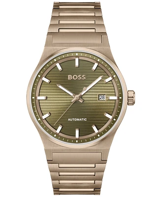 Hugo Boss Men's Candor Auto Mech-Automatic Ionic Plated Beige Gold Steel Watch 41mm