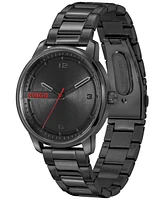 Hugo Boss Men's Stamp Quartz Basic Ionic Plated Black Steel Watch 42mm