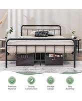 Gymax Queen Size Heavy Duty Metal Bed Frame Headboard Platform Mattress Foundation