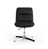 Merrick Lane Biel Mid-Back Height-Adjustable Stationary Armless Swivel Office Chair - Padded Upholstered Back And Seat, Strong Frame