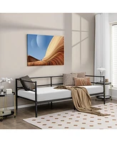Gymax Twin Metal Daybed Frame Dual-use Platform Sofa Bed for Living Room Bedroom