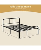 Gymax Full Size Bed Frame Metal Platform Bed Base w/ Headboard & Footboard Black