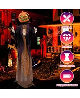 Skonyon 5.6 Feet Halloween Animated Standing Pumpkin Scarecrow