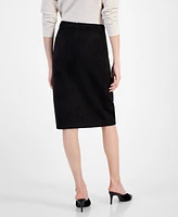 T Tahari Women's Faux-Suede Slim-Fit Slit-Front Skirt