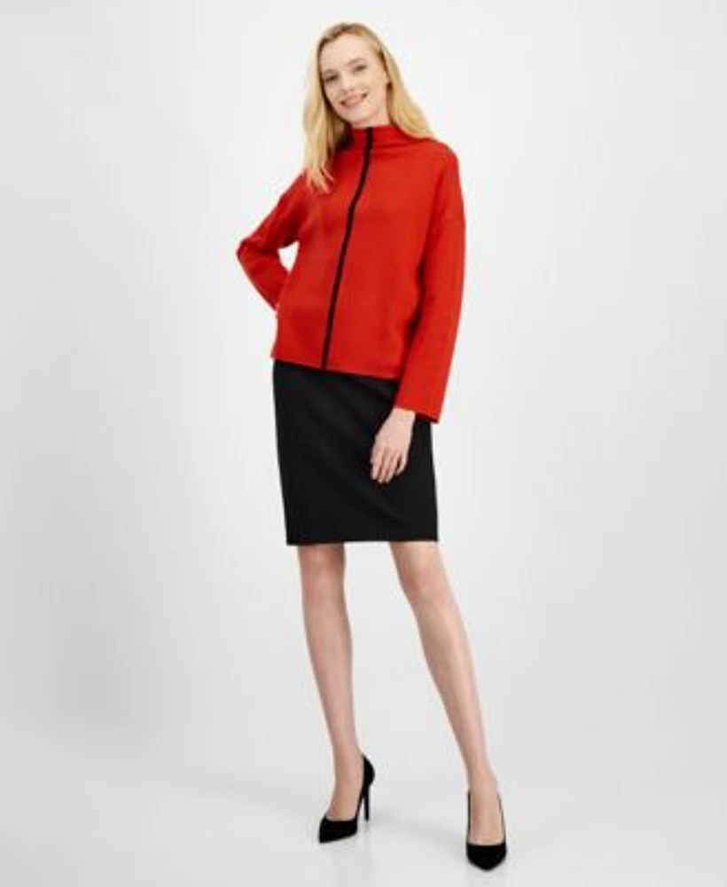 T Tahari Womens Funnel Neck Knit Top Pull On Pencil Skirt