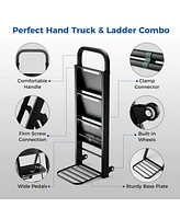 Skonyon 2 in 1 Hand Truck and Ladder Combo with Rubber Wheels and Handle