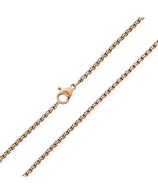 Bling Jewelry Rose Gold Plated Stainless Steel Venetian Box Link Chain Necklace