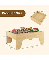 Givimo 84-Piece Wooden Train Set with Reversible and Detachable Tabletop