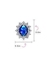 Bling Jewelry Classic Cubic Zirconia Cz Halo Crown Oval Stud Clip On Earrings For Women Non Pierced Ears