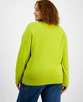 On 34th Trendy Plus V-Neck Sweater, Created for Macy's