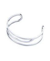Bling Jewelry Fashion Geometric Multi-Layer Boho Bangle Cuff Bracelet Silver Tone Steel
