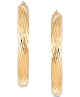 Textured Medium Hoop Earrings in 14k Gold-Plated Sterling Silver, 1.57"