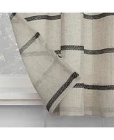 Twill Stripe Anti-Dust Linen Blend Sheer Cafe Curtain Pair