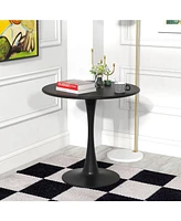 Skonyon 31.5 Inch Round Dining Table with Anti-Slip Pp Ring-Black