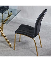 Streamdale Furniture Modern Lattice Design Leatherette Dining Chair with Gold Metal Legs Set of 4