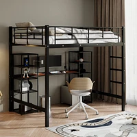 Streamdale Furniture Full Size Loft Bed with Desk & Shelves